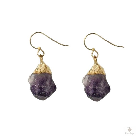 Amethyst Chunk Earring - Picture 1 of 3